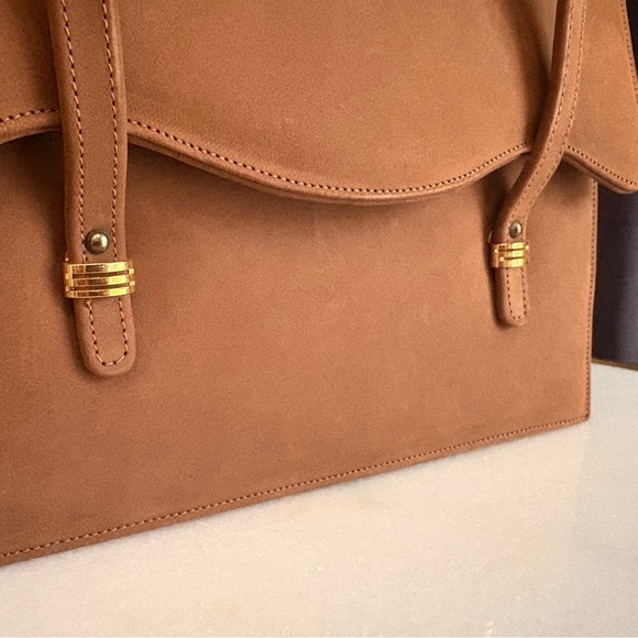 Vintage MCM Andrew Geller Camel Suede Top Handle Tote - Picture 3 of 15